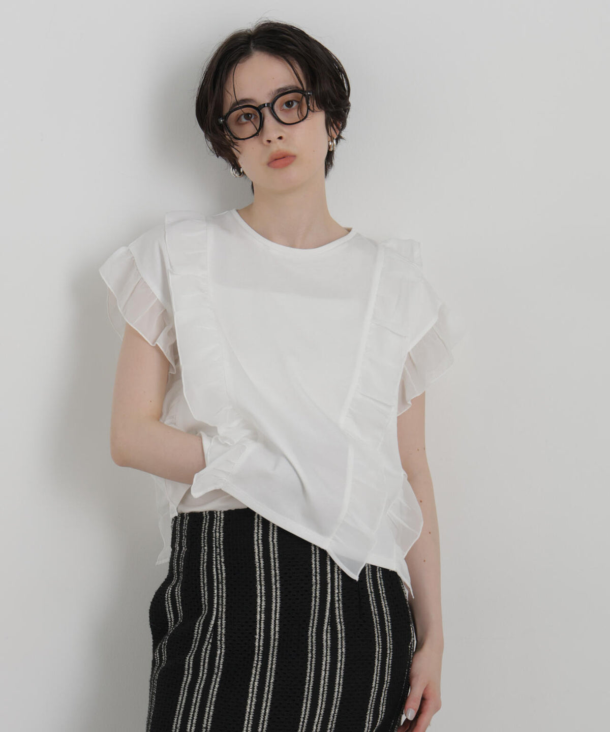 シフォンフリルカットソー 6696224302