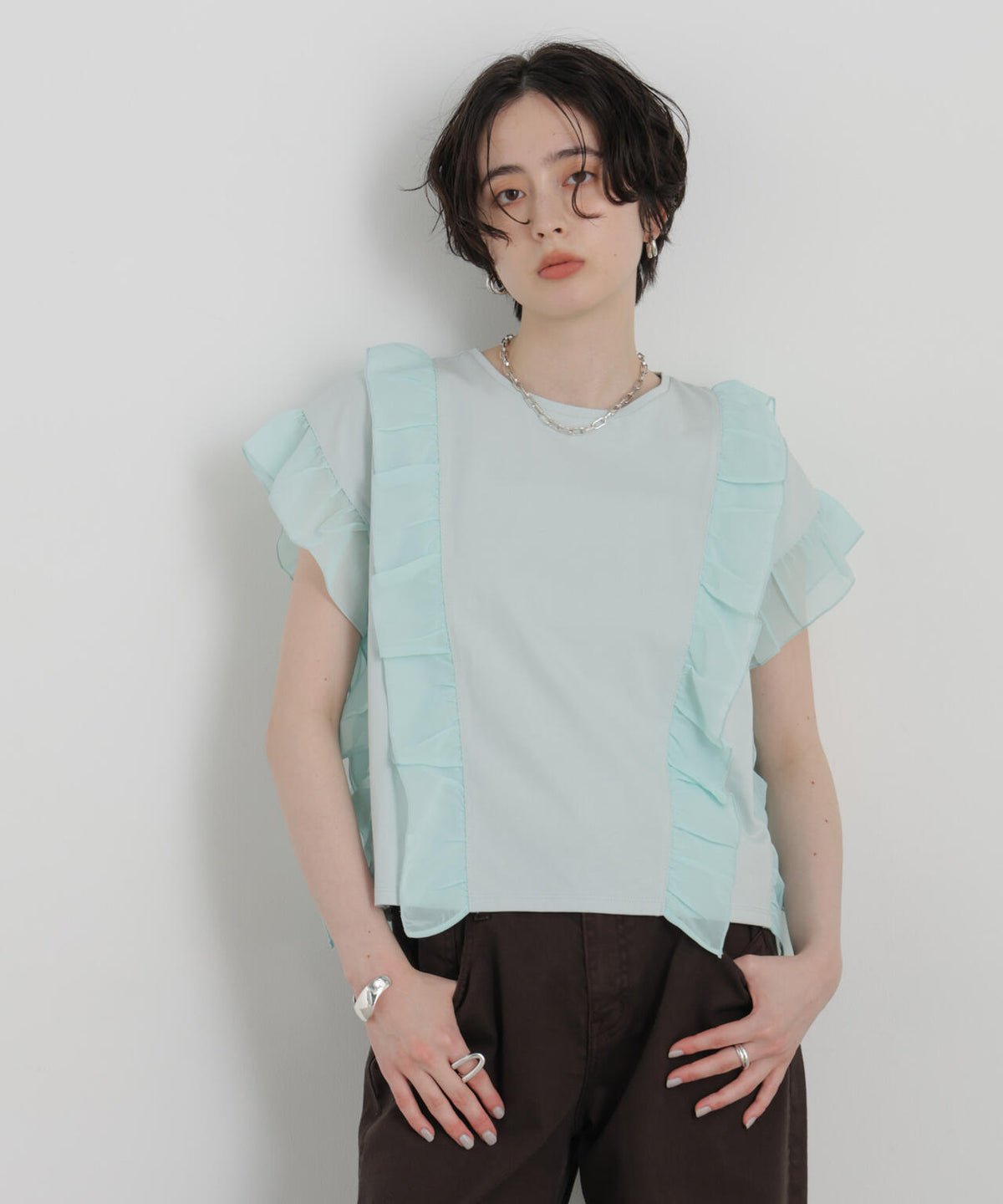 シフォンフリルカットソー 6696224302
