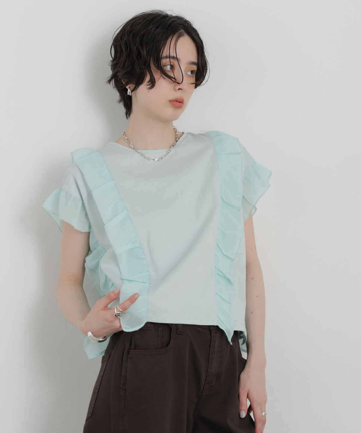 シフォンフリルカットソー 6696224302