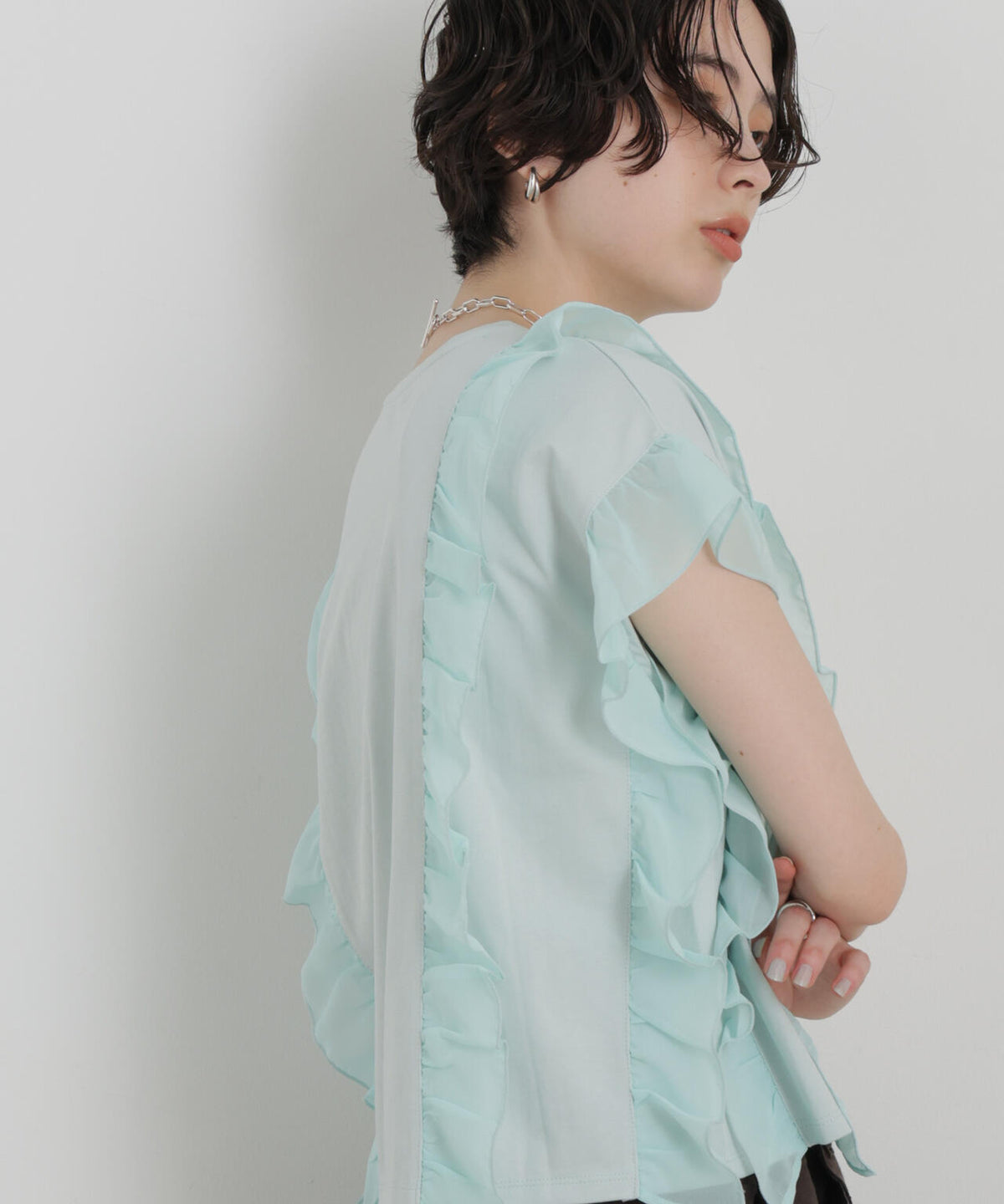 シフォンフリルカットソー 6696224302