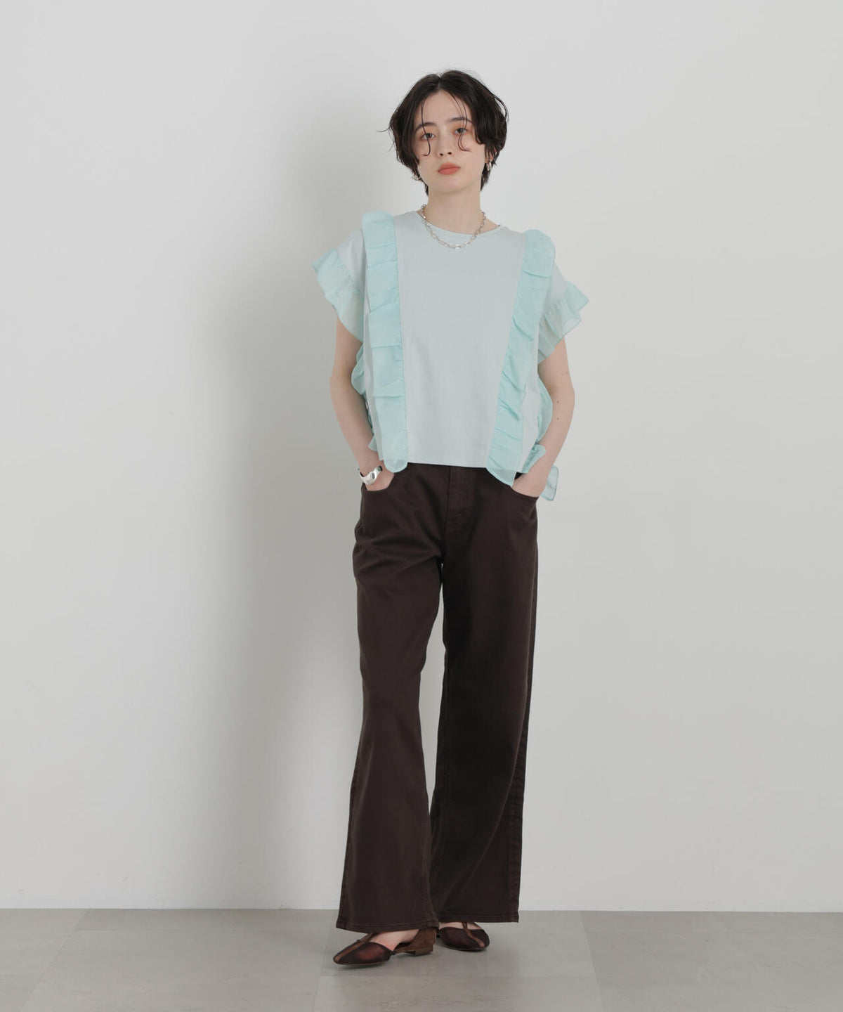 シフォンフリルカットソー 6696224302