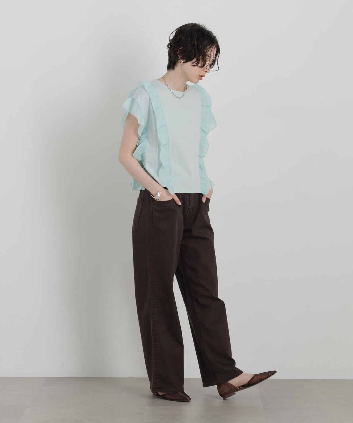 シフォンフリルカットソー 6696224302