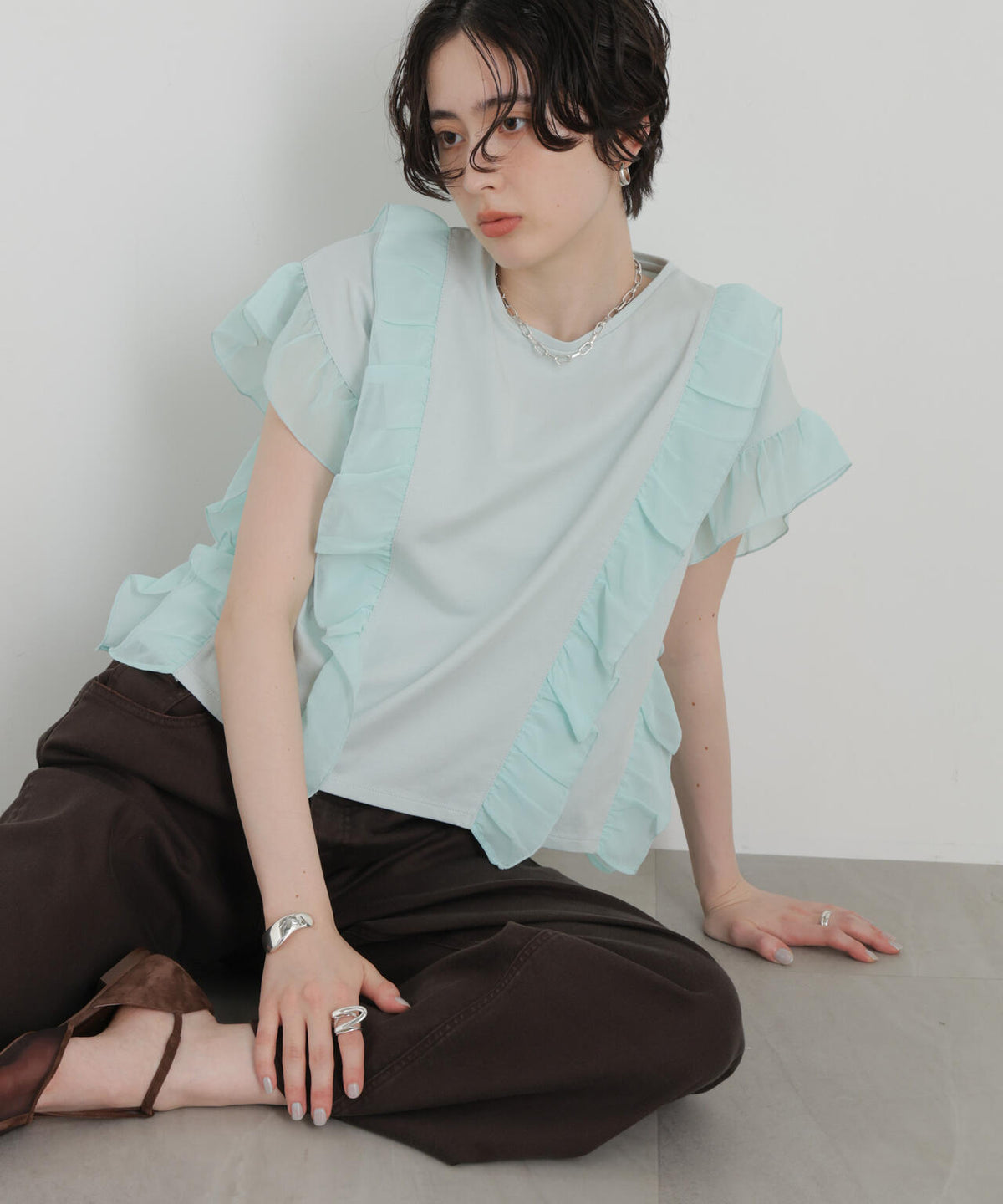 シフォンフリルカットソー 6696224302