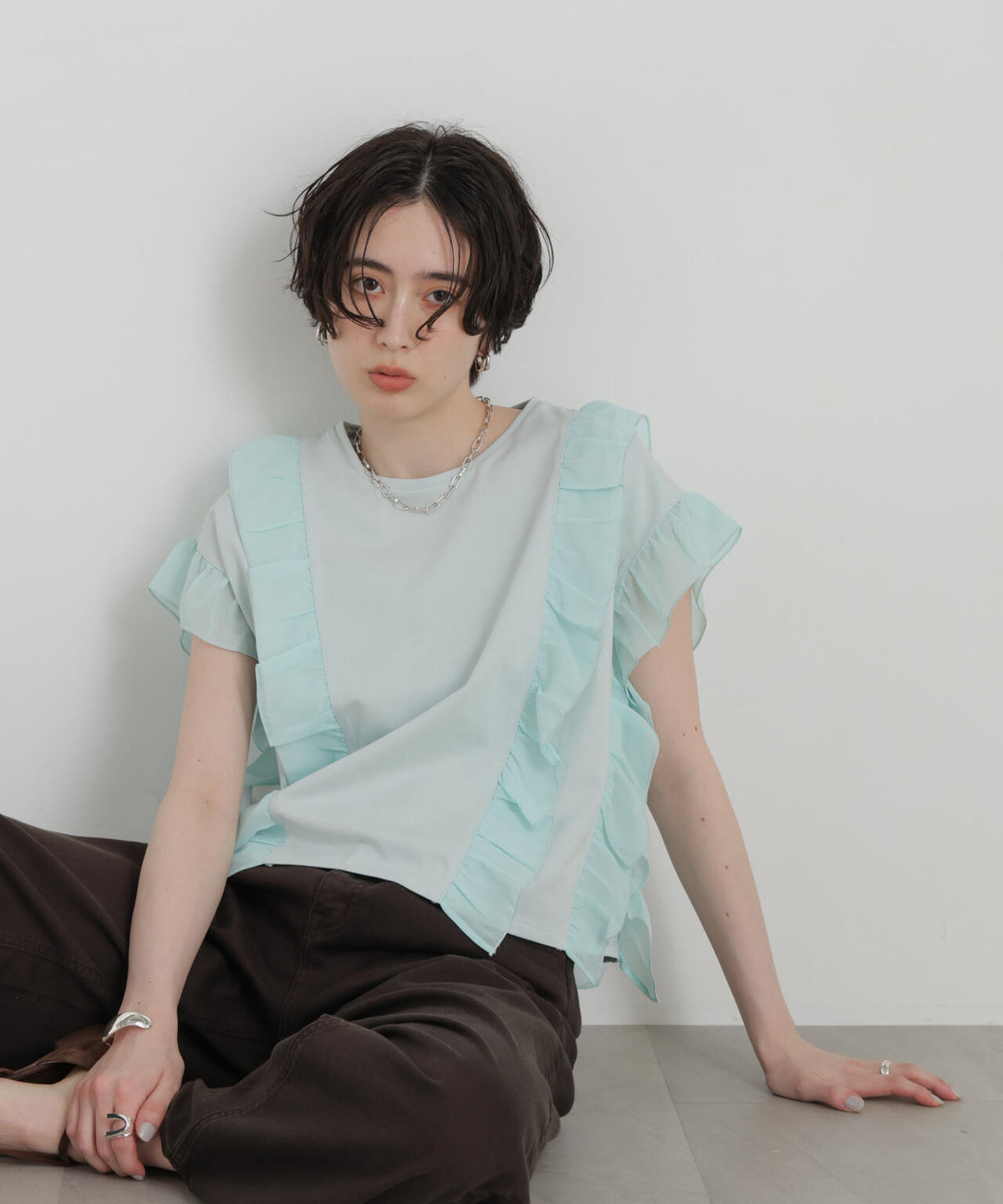 シフォンフリルカットソー 6696224302