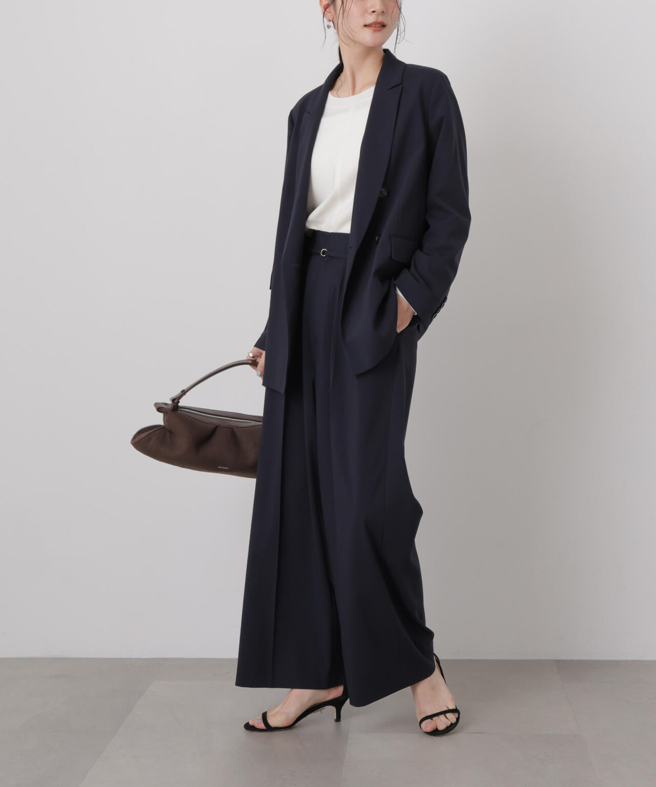 ドライウェザーストレッチベルト付き2タックワイドパンツ(セットアップ可) 6696227301