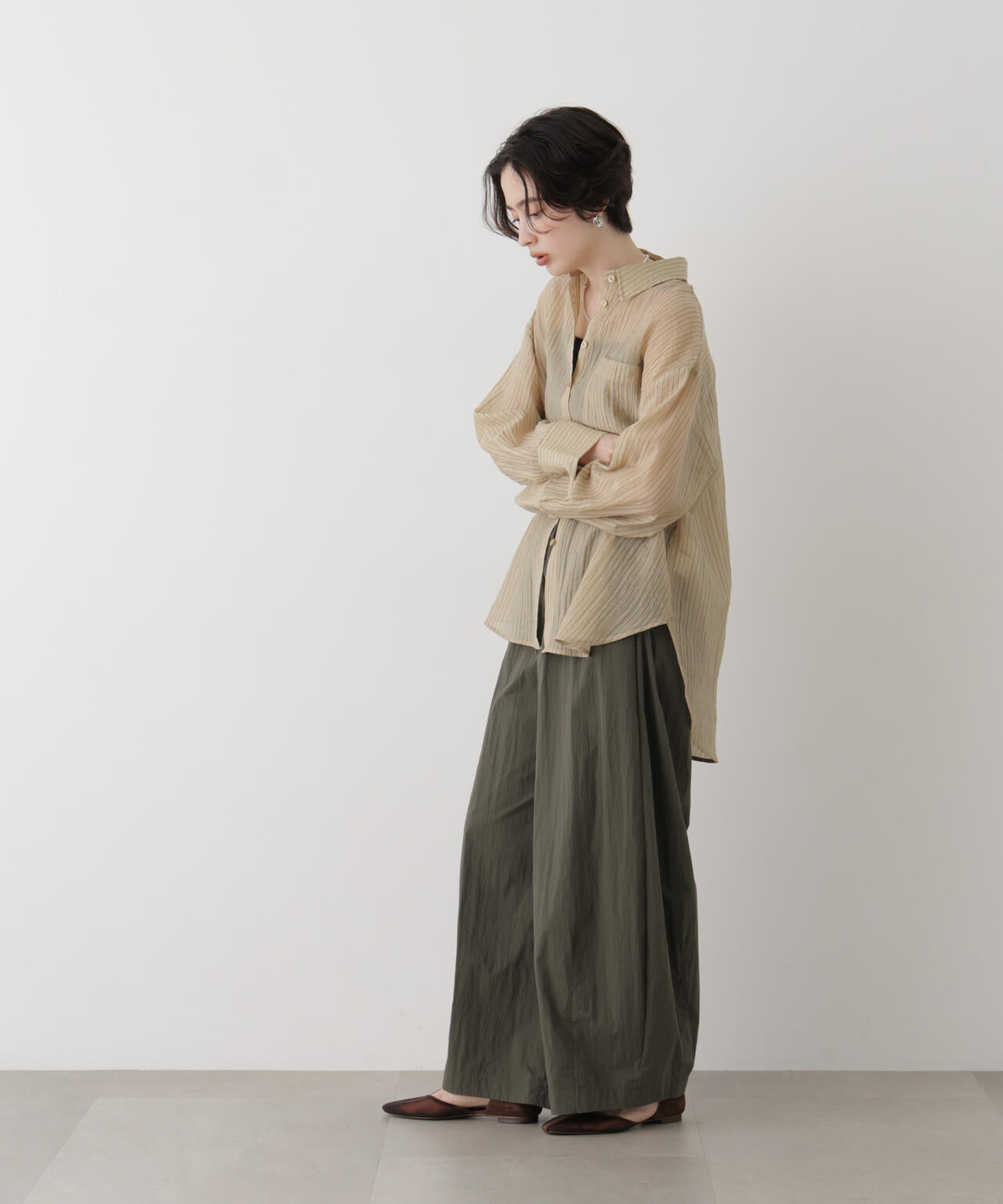 コットンナイロンコクーンパンツ 6696227310