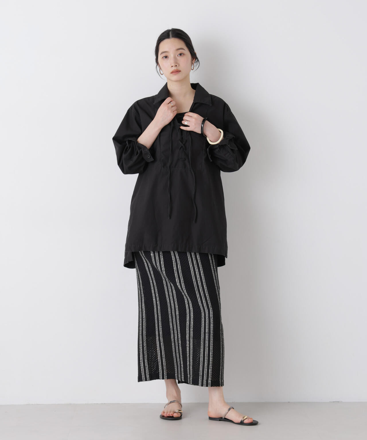 made in india ジャカードストライプIラインスカート(セットアップ可) 6696230301