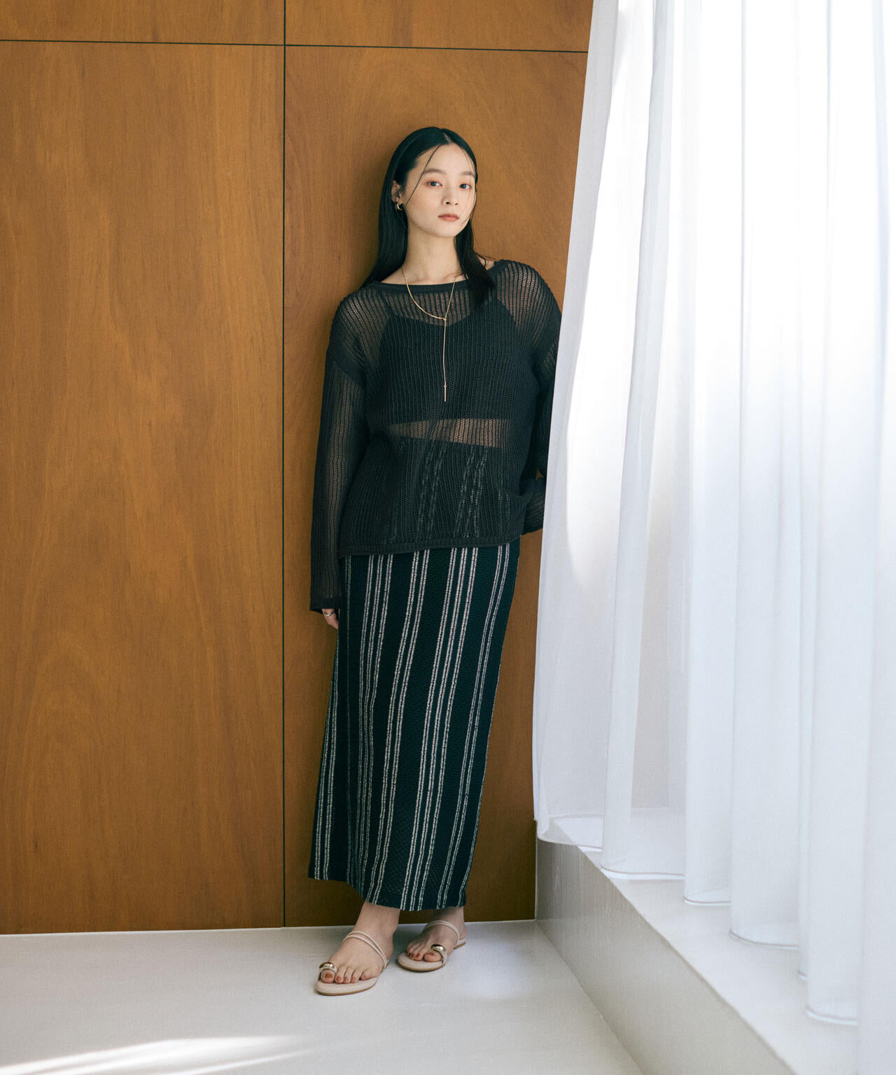 made in india ジャカードストライプIラインスカート(セットアップ可) 6696230301