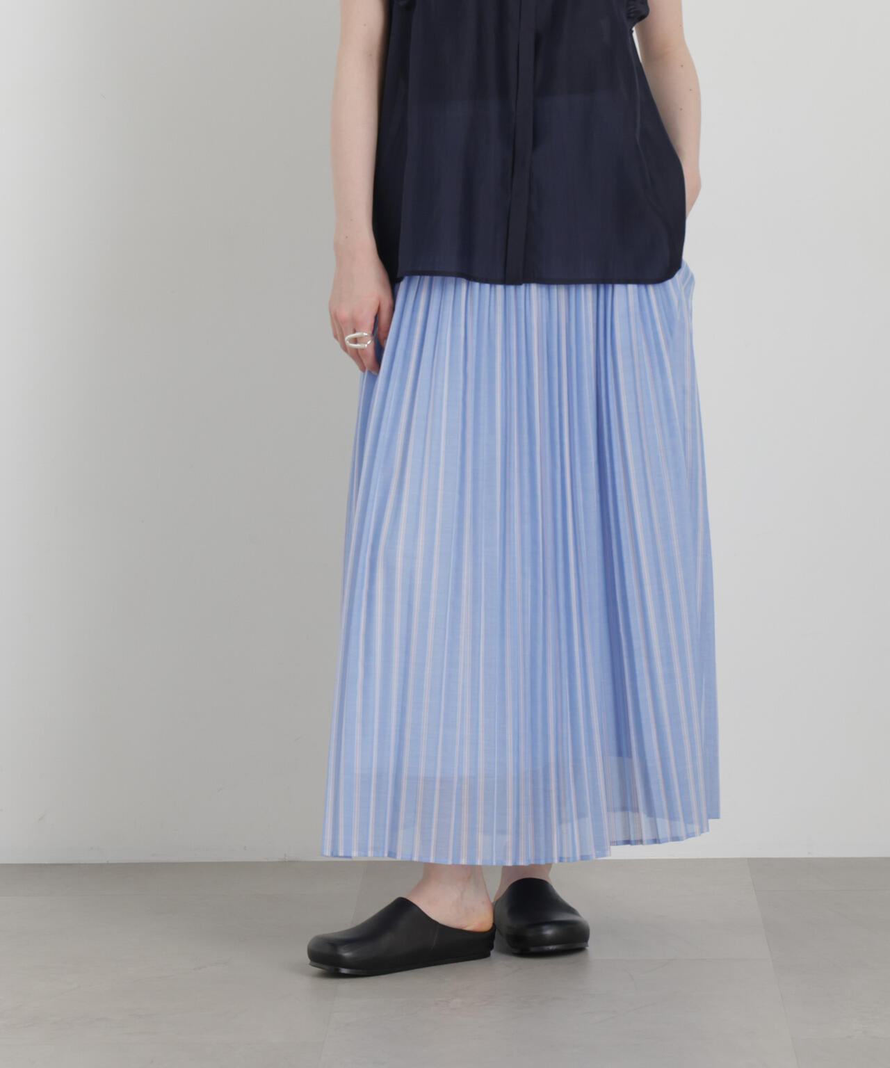 ストライププリーツマキシスカート 6696230306