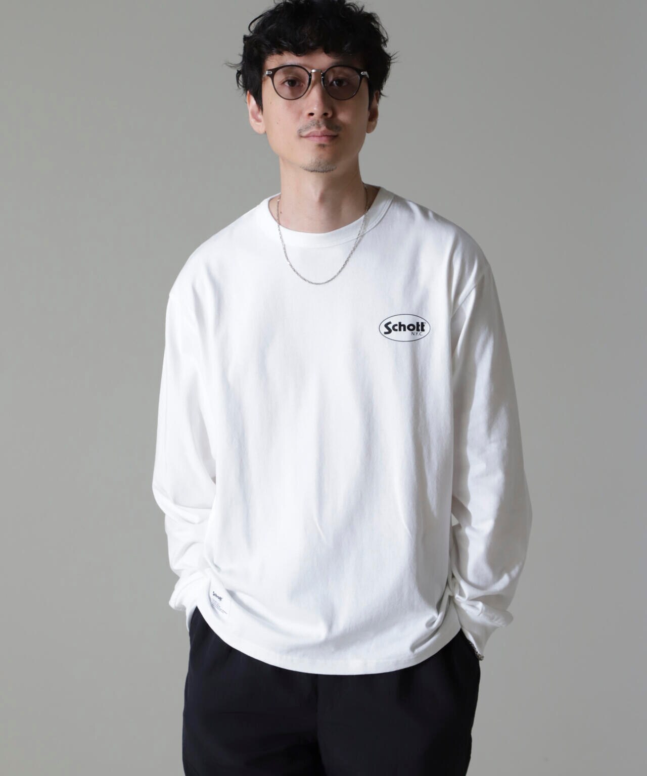 Schott/別注 "OVAL PIN-UP" L/S TEE 6704223069