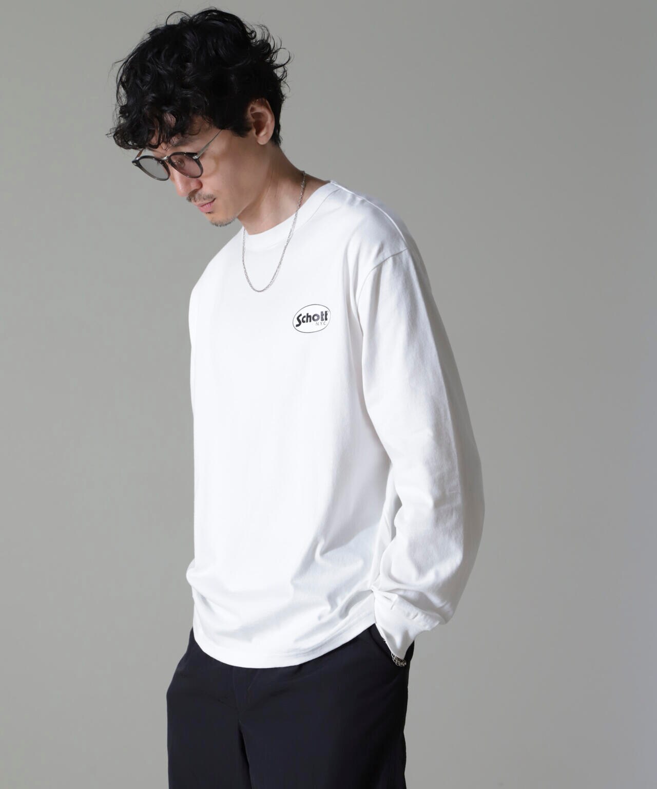 Schott/別注 "OVAL PIN-UP" L/S TEE 6704223069