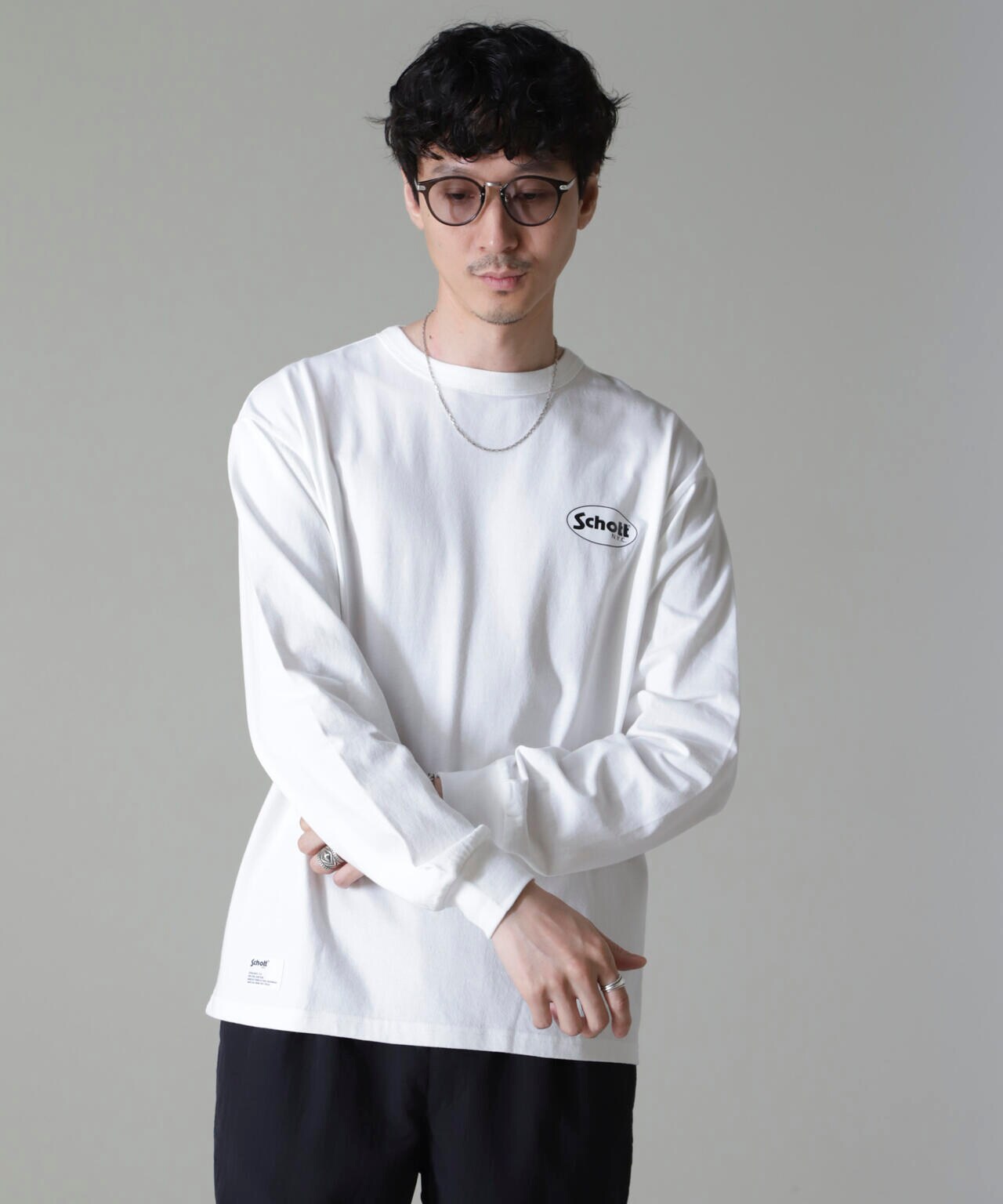 Schott/別注 "OVAL PIN-UP" L/S TEE 6704223069