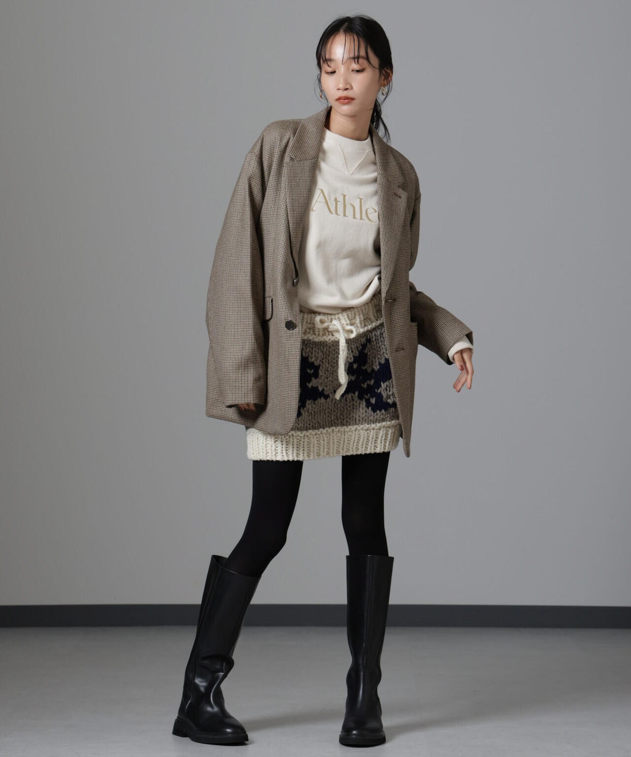 RhodolirioN/Oversized Jacket - Houndstooth 6714216010