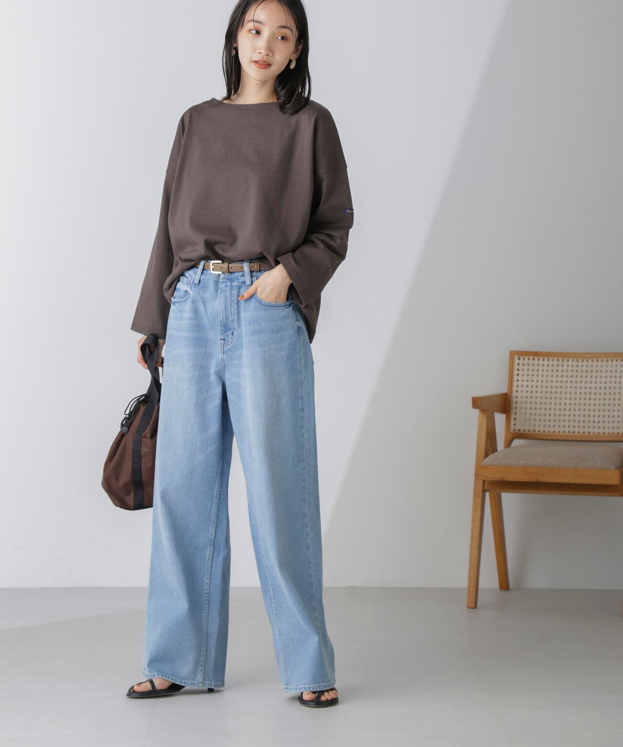 Healthy DENIM/別注PinkPepper ワイドストレートデニム L.ブルー 6714227017