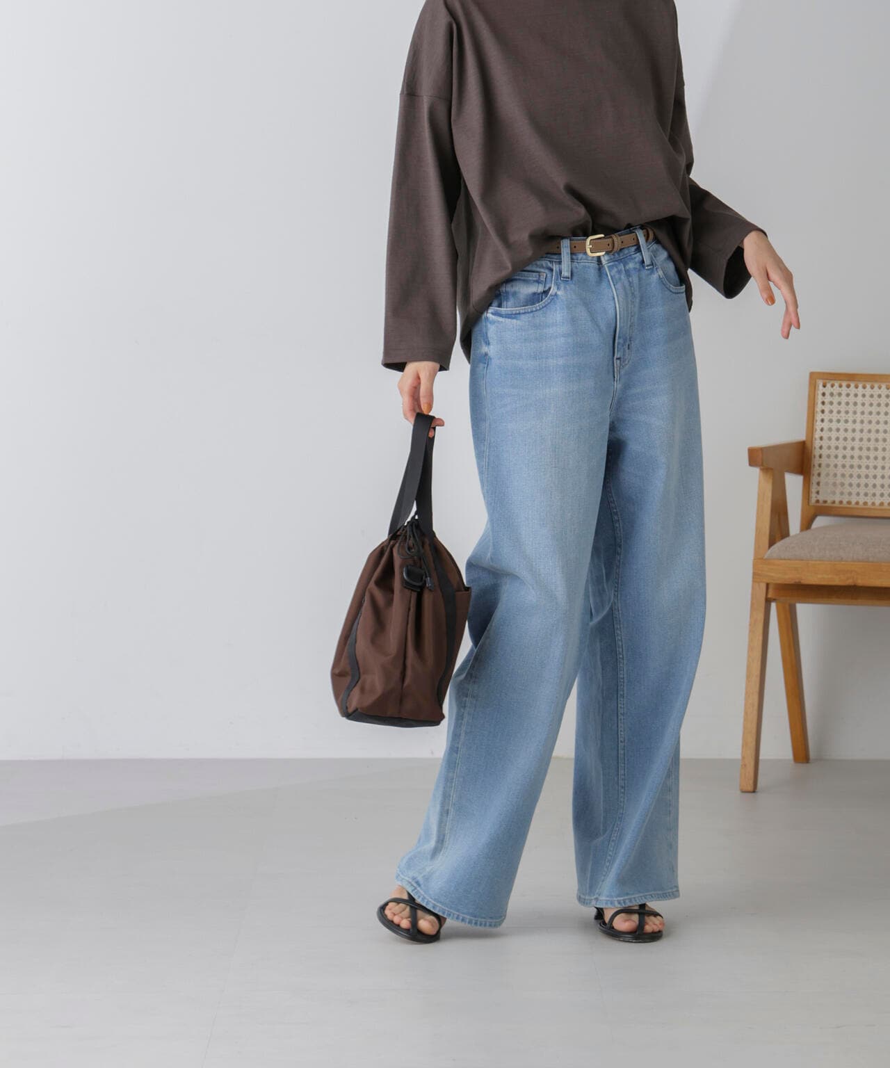Healthy DENIM/別注PinkPepper ワイドストレートデニム L.ブルー 6714227017