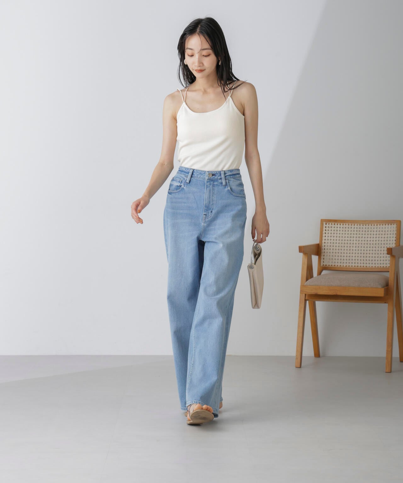 Healthy DENIM/別注PinkPepper ワイドストレートデニム L.ブルー 6714227017