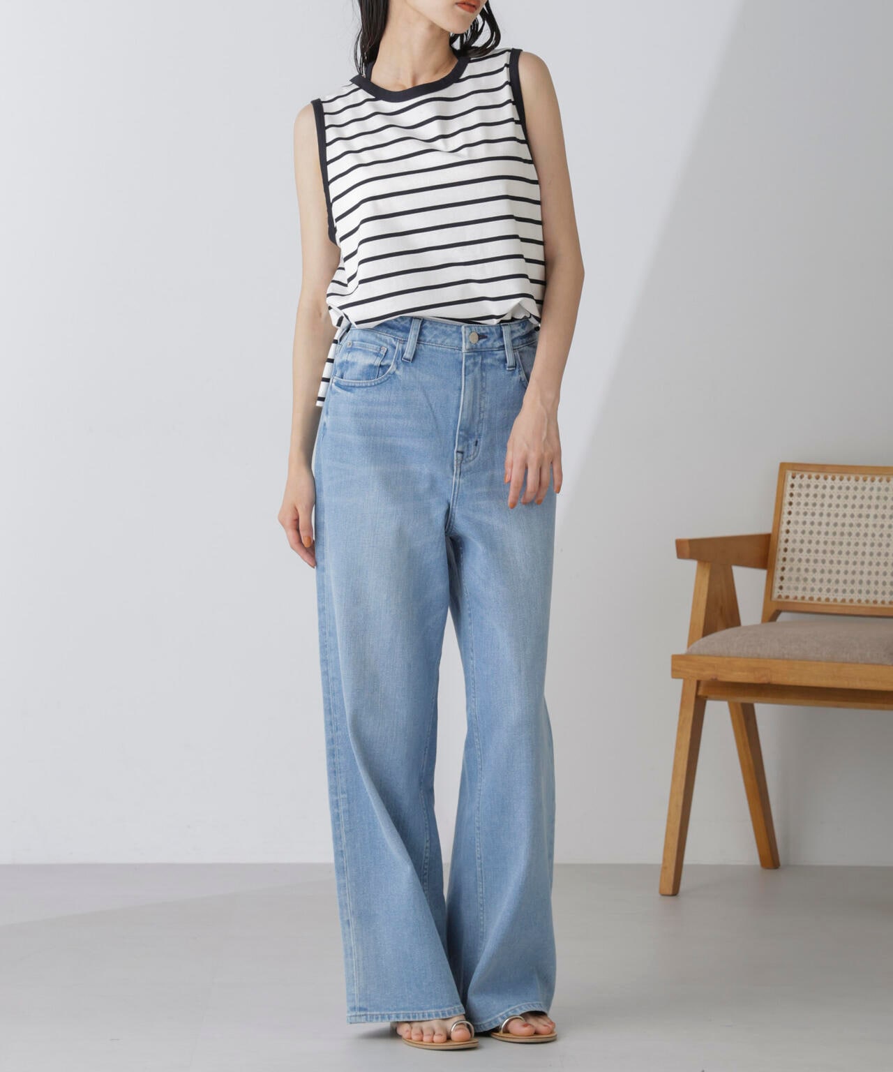 Healthy DENIM/別注PinkPepper ワイドストレートデニム L.ブルー 6714227017