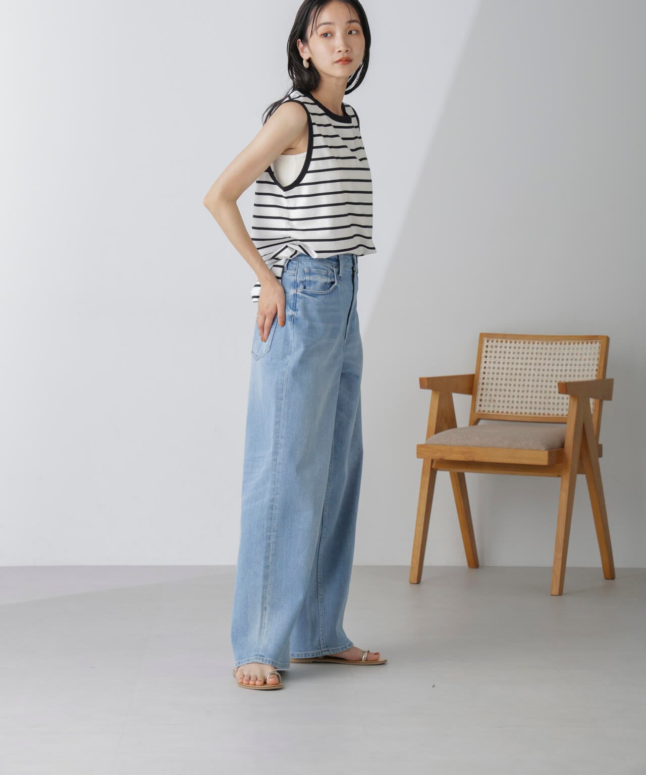 Healthy DENIM/別注PinkPepper ワイドストレートデニム L.ブルー 6714227017