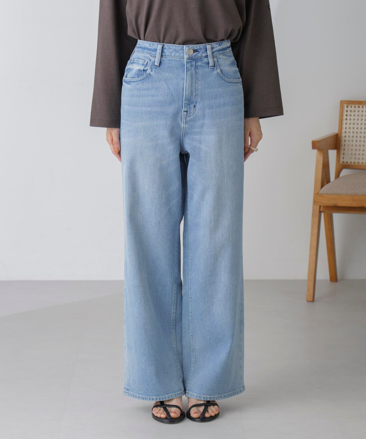 Healthy DENIM/別注PinkPepper ワイドストレートデニム L.ブルー 6714227017