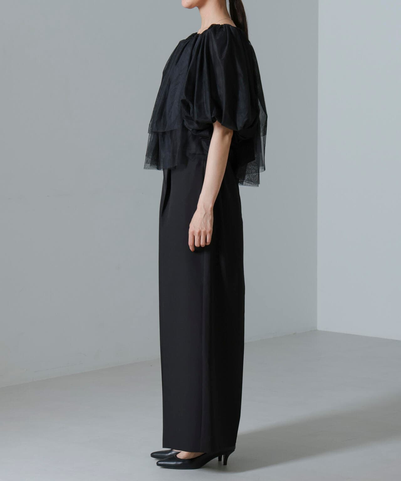troisiemechaco/TULLE DOUBLECLOTH セットアップパンツ 6714229001