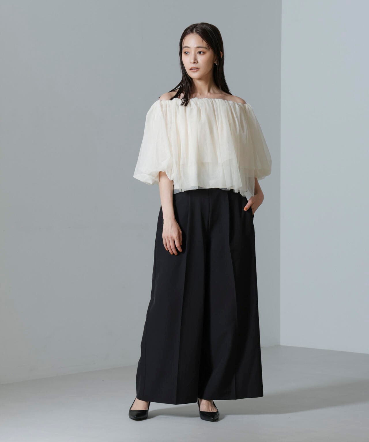 troisiemechaco/TULLE DOUBLECLOTH セットアップパンツ 6714229001
