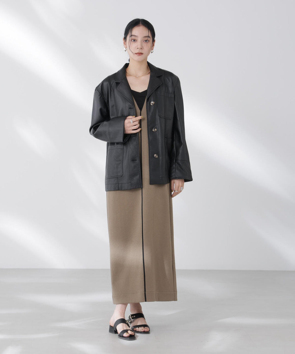 BAUM UND PFERDGARTEN/Textured Faux Leather ジャケット 6715216007