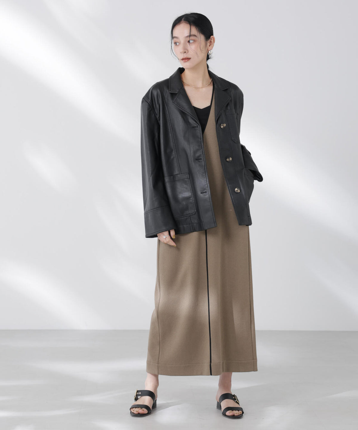 BAUM UND PFERDGARTEN/Textured Faux Leather ジャケット 6715216007