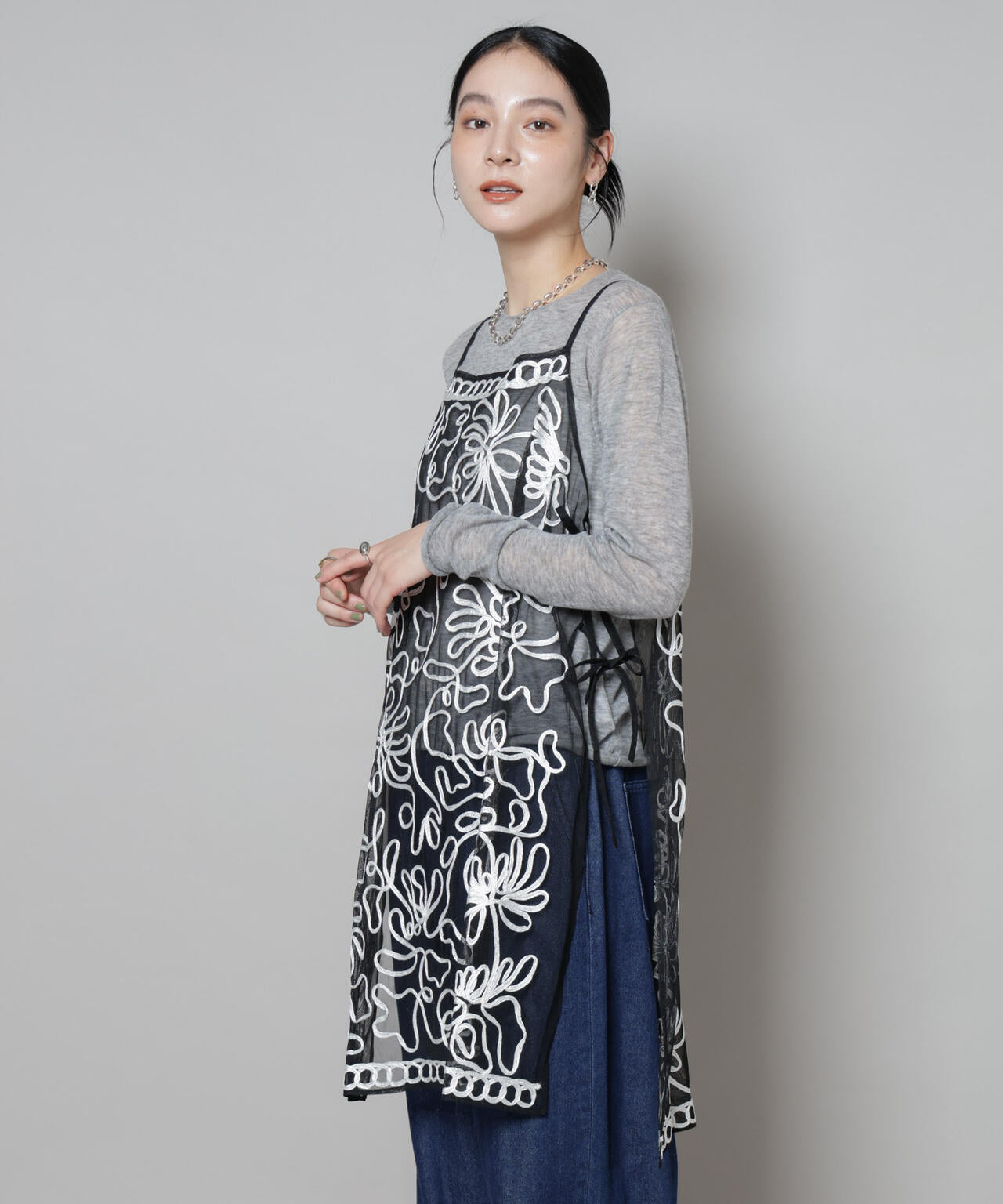 Sara mallika/TULLETAPEEMBRIODERY CAMI DRESS 6715219041