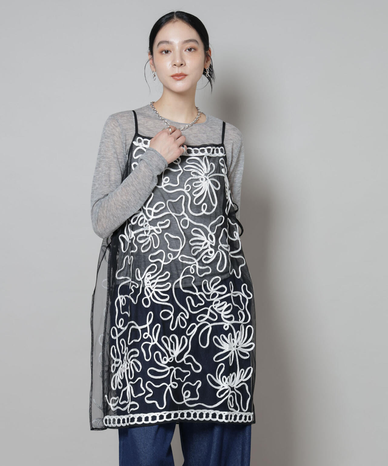 Sara mallika/TULLETAPEEMBRIODERY CAMI DRESS 6715219041