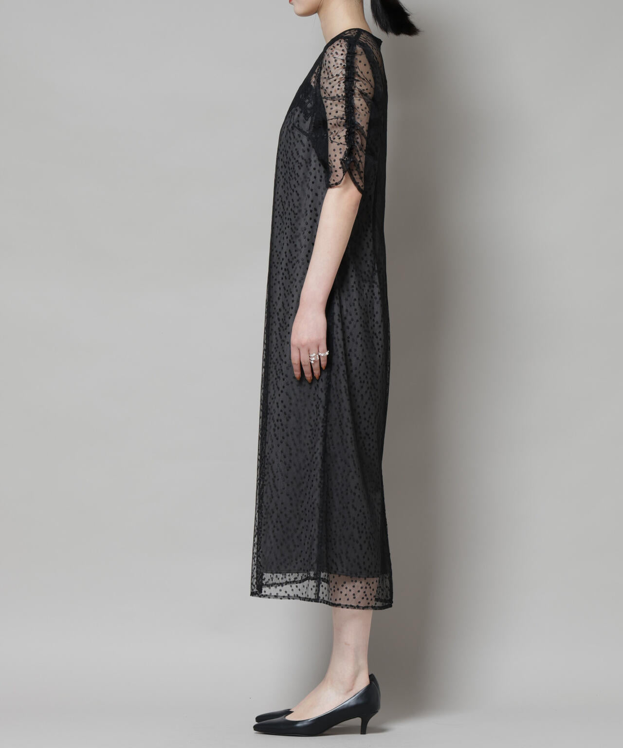 troisiemechaco/ドットチュールジャガードワンピース 6715219045