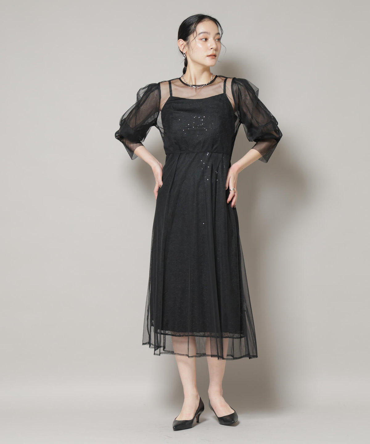 kaene/シアーエプロンレースキャミドレス 6715219051
