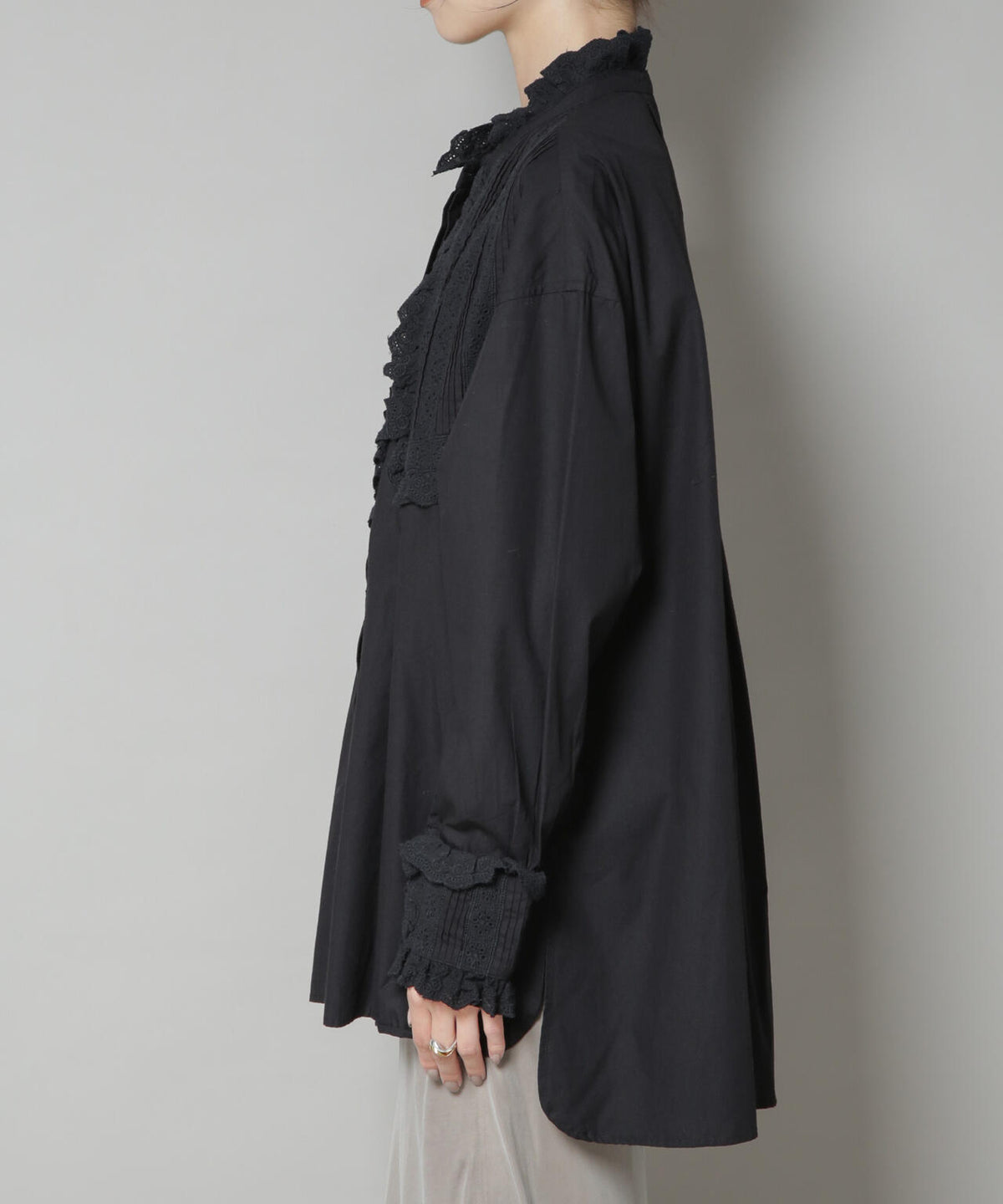 Sara mallika/COTTON PINTUCK LACE BLOUSE 6715221001