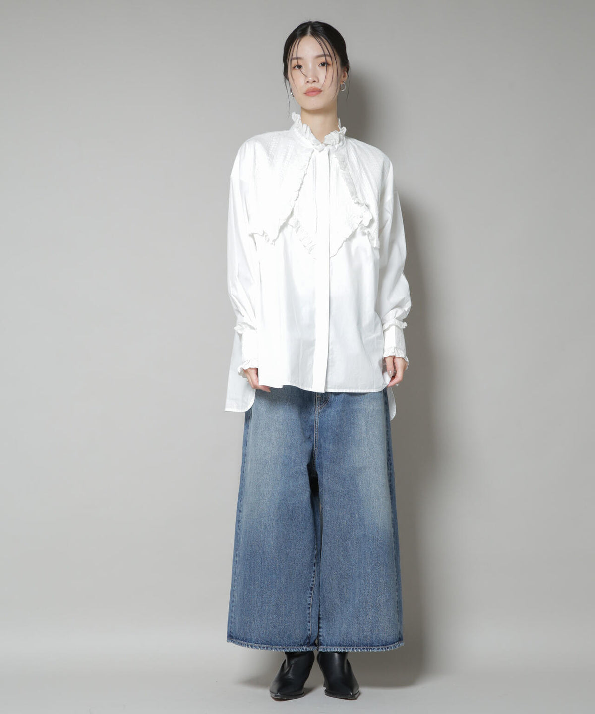 Sara mallika/COTTON PINTUCK LACE BLOUSE 6715221001