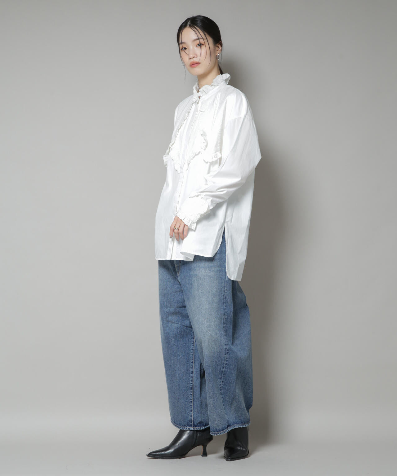 Sara mallika/COTTON PINTUCK LACE BLOUSE 6715221001