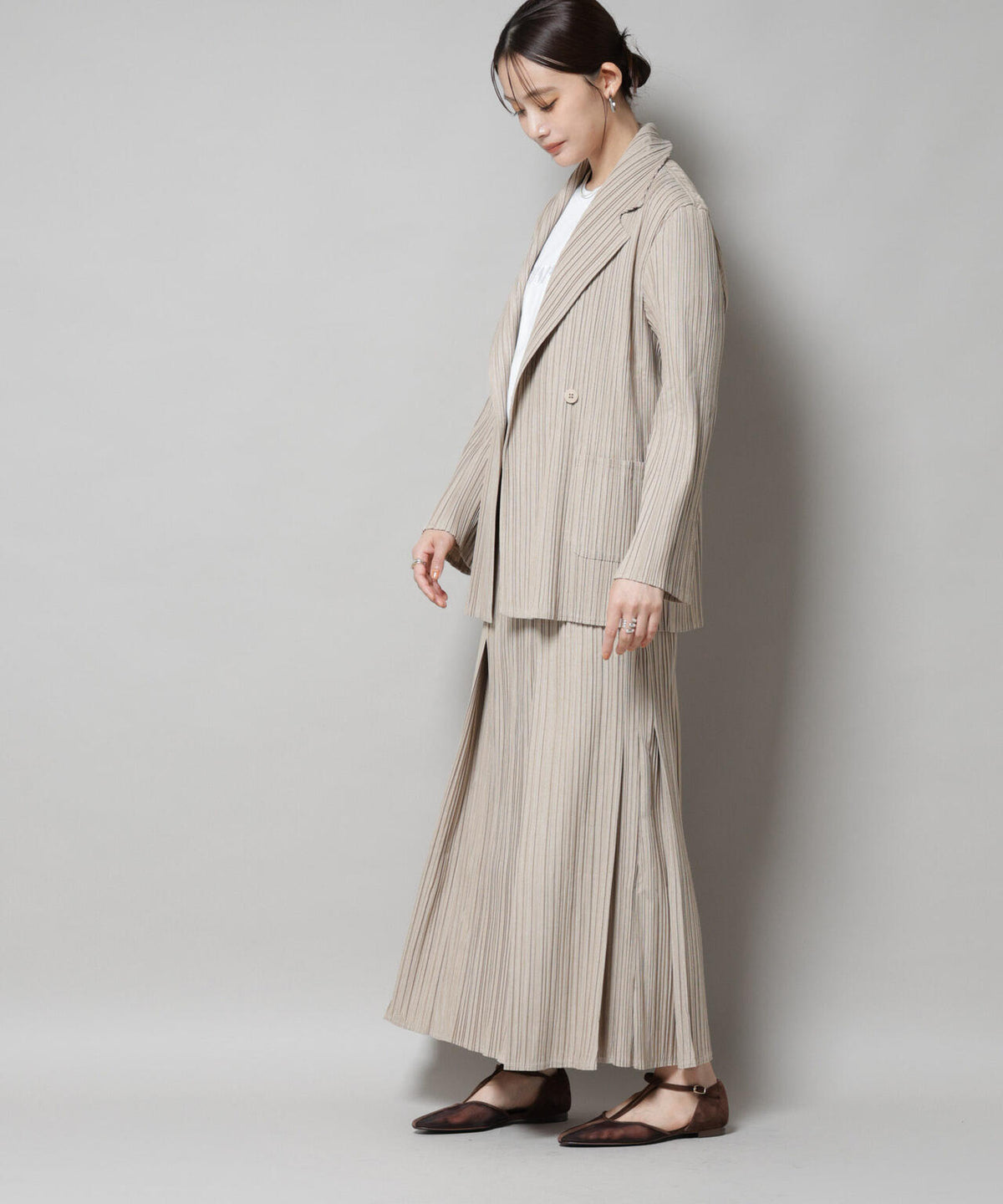Gongdid Design/Pleated maxi skirt(セットアップ可) 6715230013