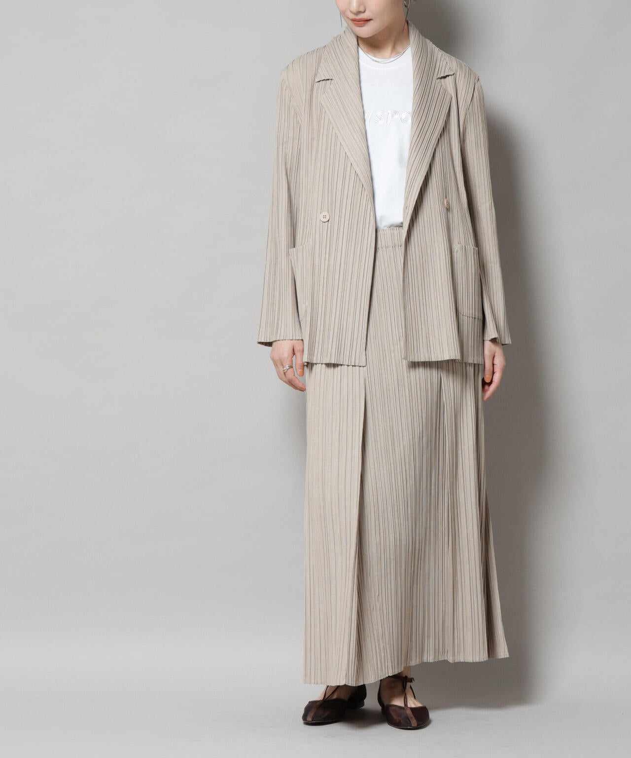 Gongdid Design/Pleated maxi skirt(セットアップ可) 6715230013