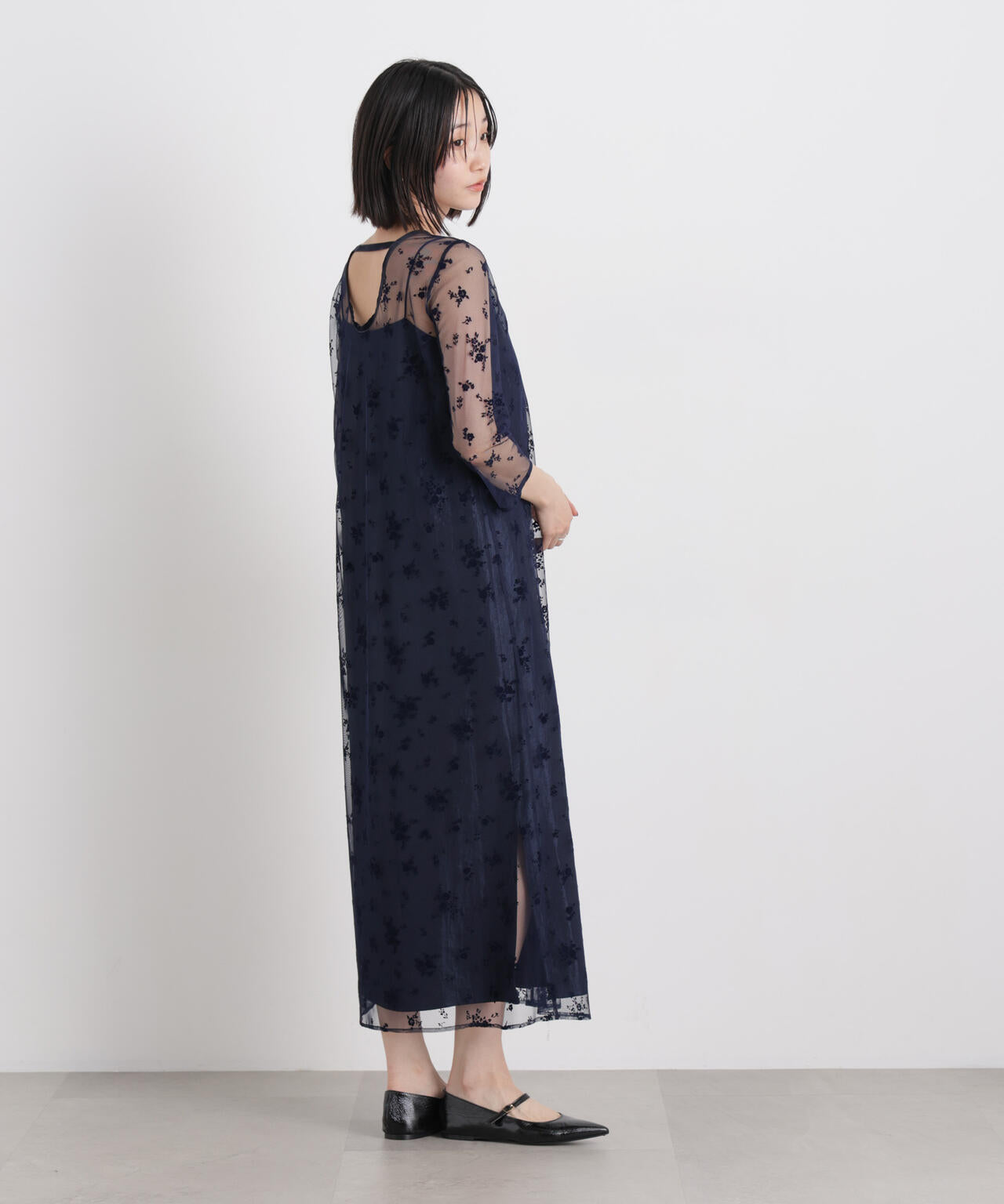 kaene/フロッキーサテン2wayドレス 6716119013