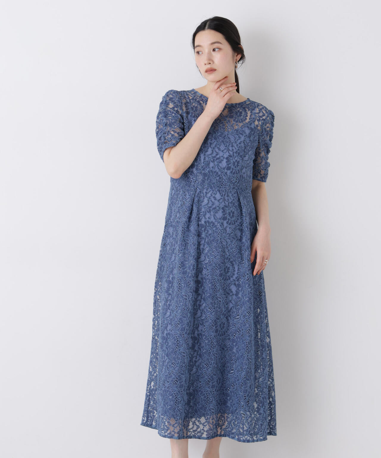 kaene/配色レースエプロンワンピース 6716119018