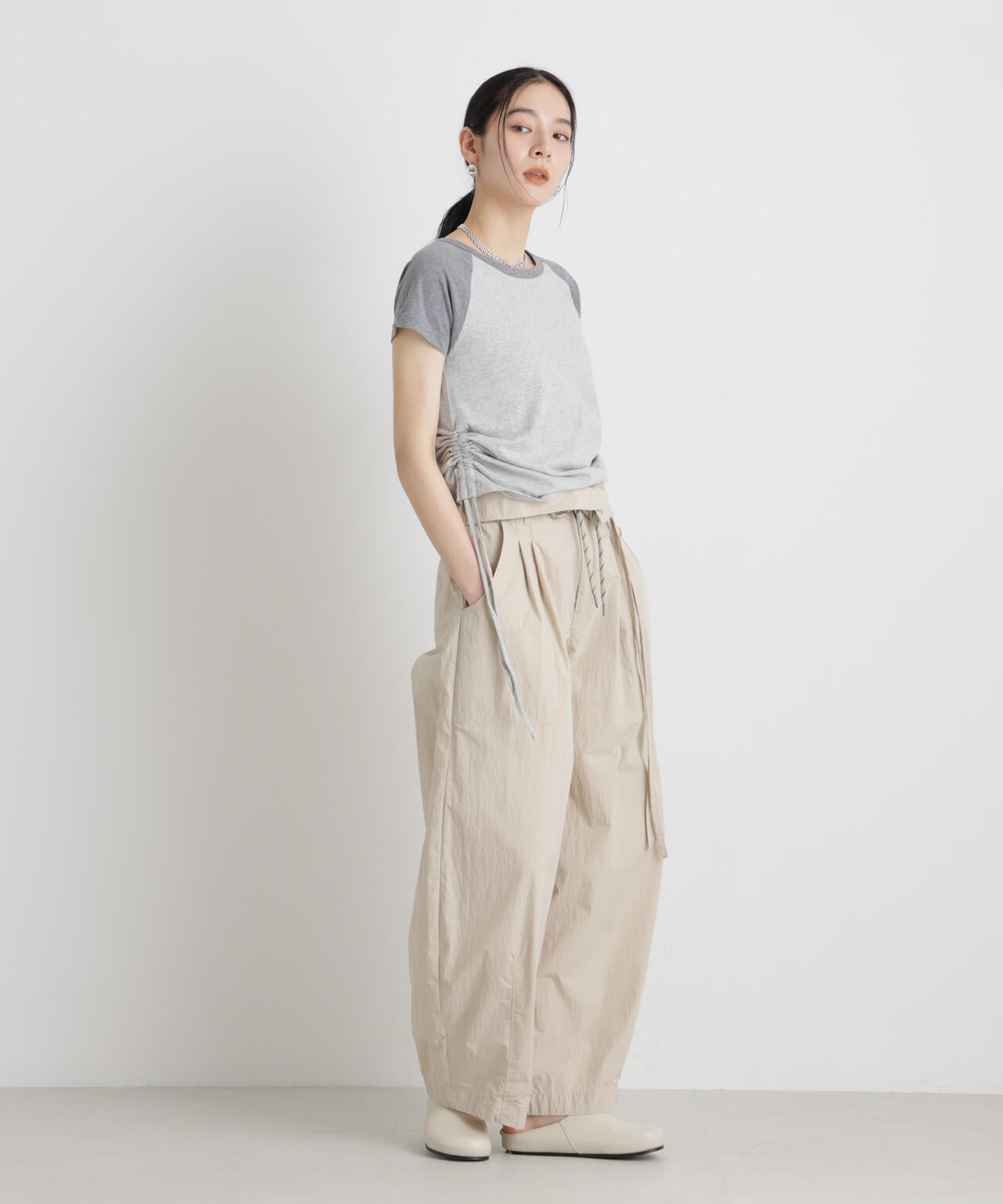 BOOKCLUB/別注 Raglan shirring shirts 6716124029