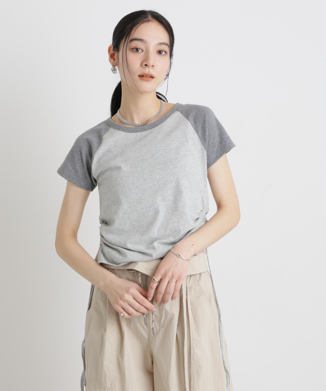 BOOKCLUB/別注 Raglan shirring shirts 6716124029