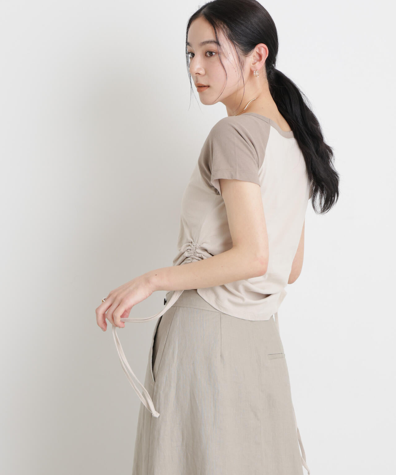 BOOKCLUB/別注 Raglan shirring shirts 6716124029