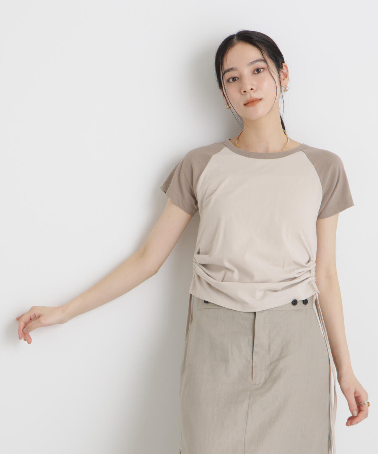 BOOKCLUB/別注 Raglan shirring shirts 6716124029