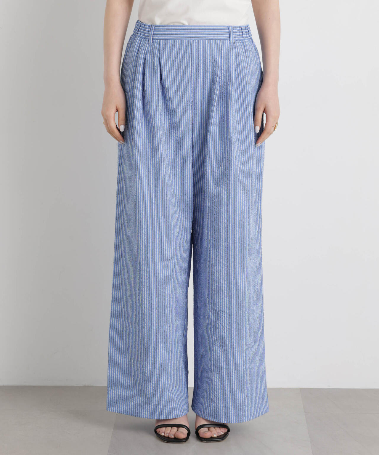 THOUSAND MILE/SEERSUCKER STRIPE WIDE PANTS(セットアップ可) 6716127017