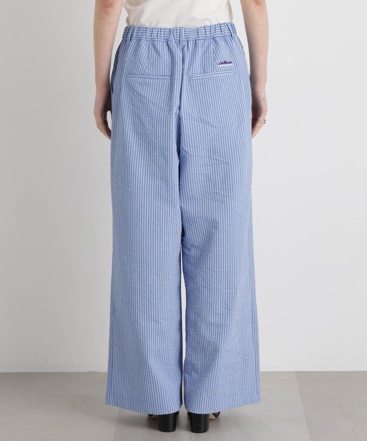 THOUSAND MILE/SEERSUCKER STRIPE WIDE PANTS(セットアップ可) 6716127017