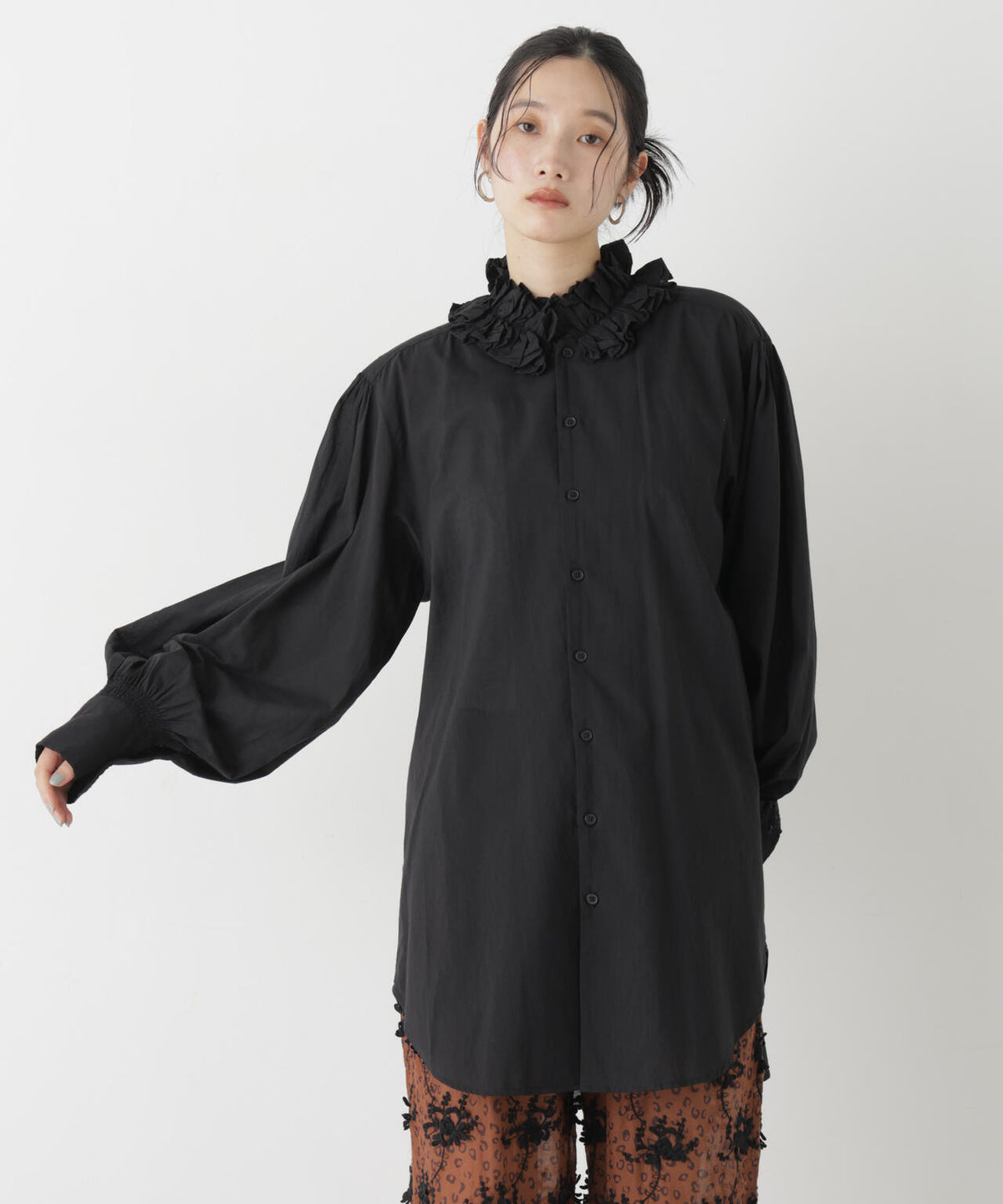 crinkle crinkle crinkle/cotton frill collar shirts 6716220003
