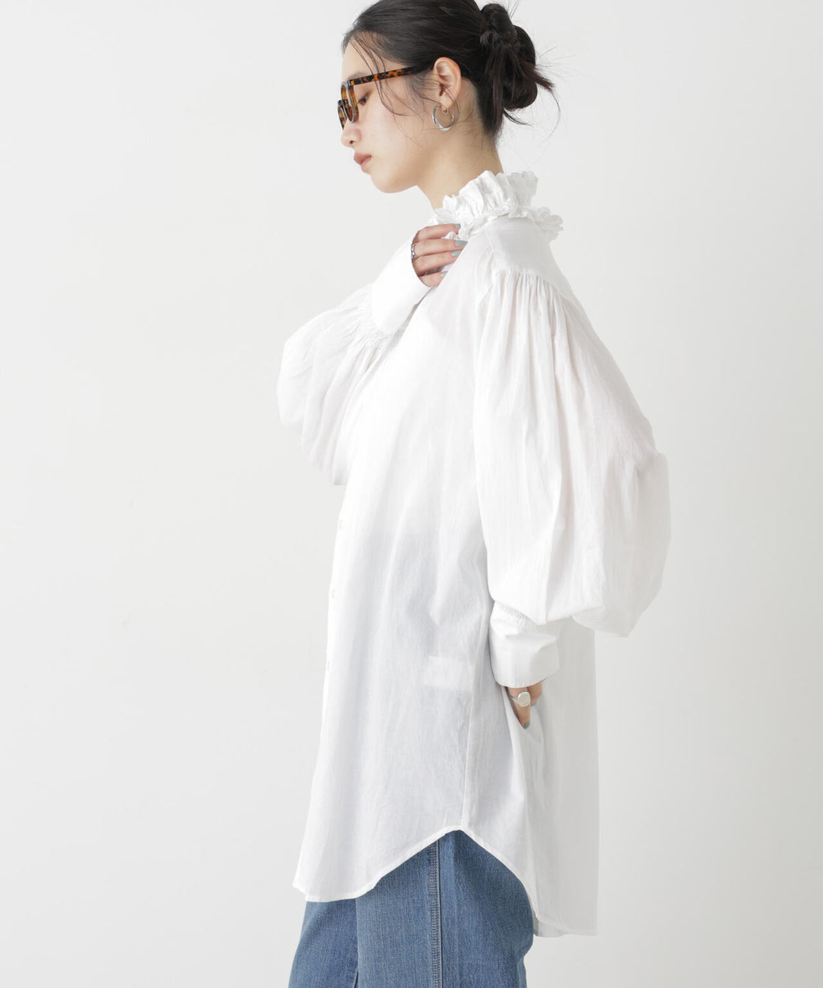 crinkle crinkle crinkle/cotton frill collar shirts 6716220003