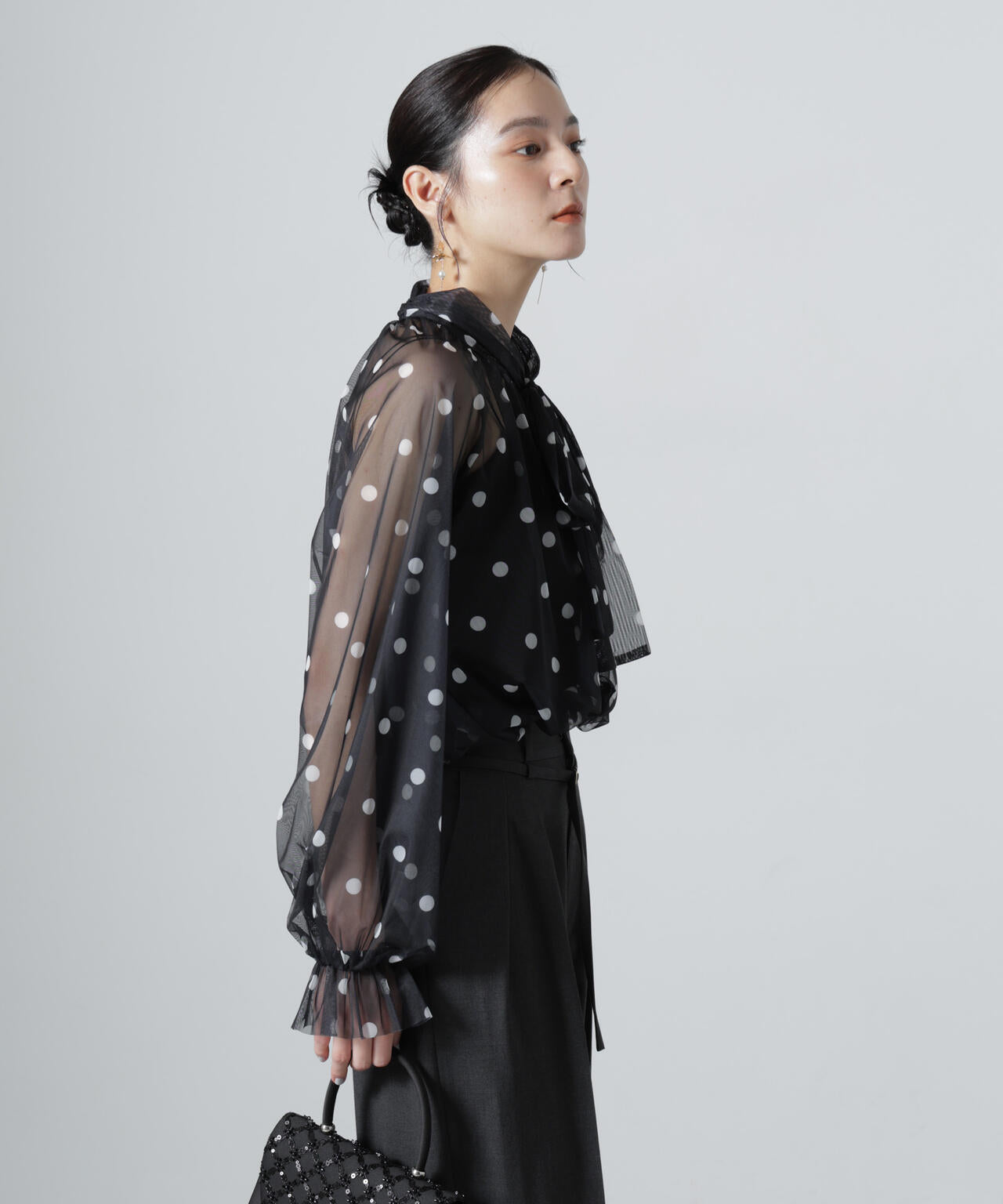 troisiemechaco/DOT×TULLE ブラウス(セットアップ可) 6716220011
