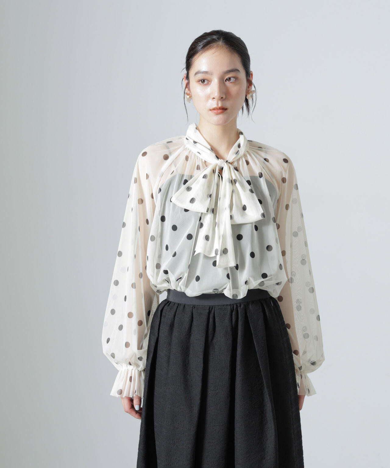 troisiemechaco/DOT×TULLE ブラウス(セットアップ可) 6716220011