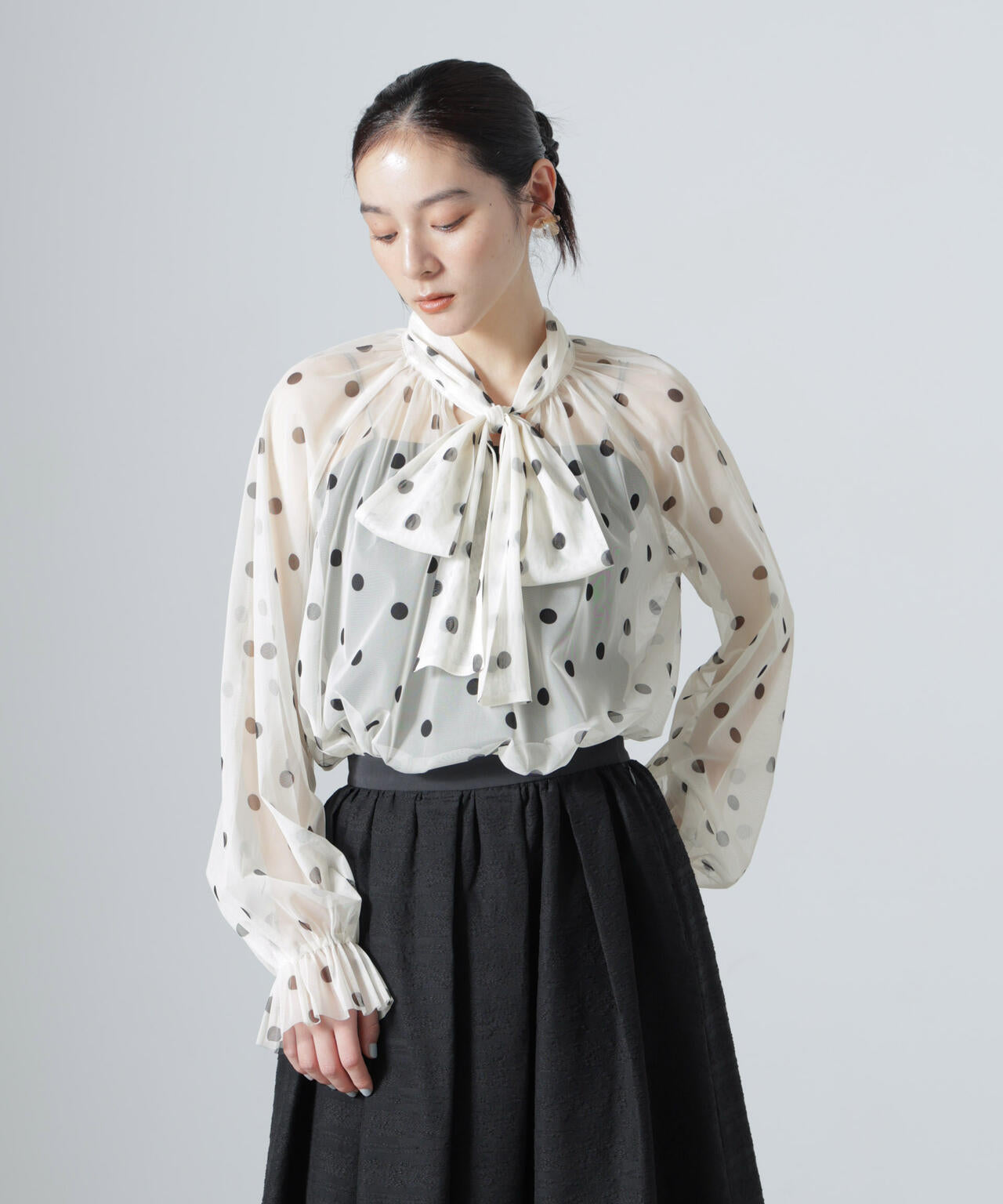 troisiemechaco/DOT×TULLE ブラウス(セットアップ可) 6716220011