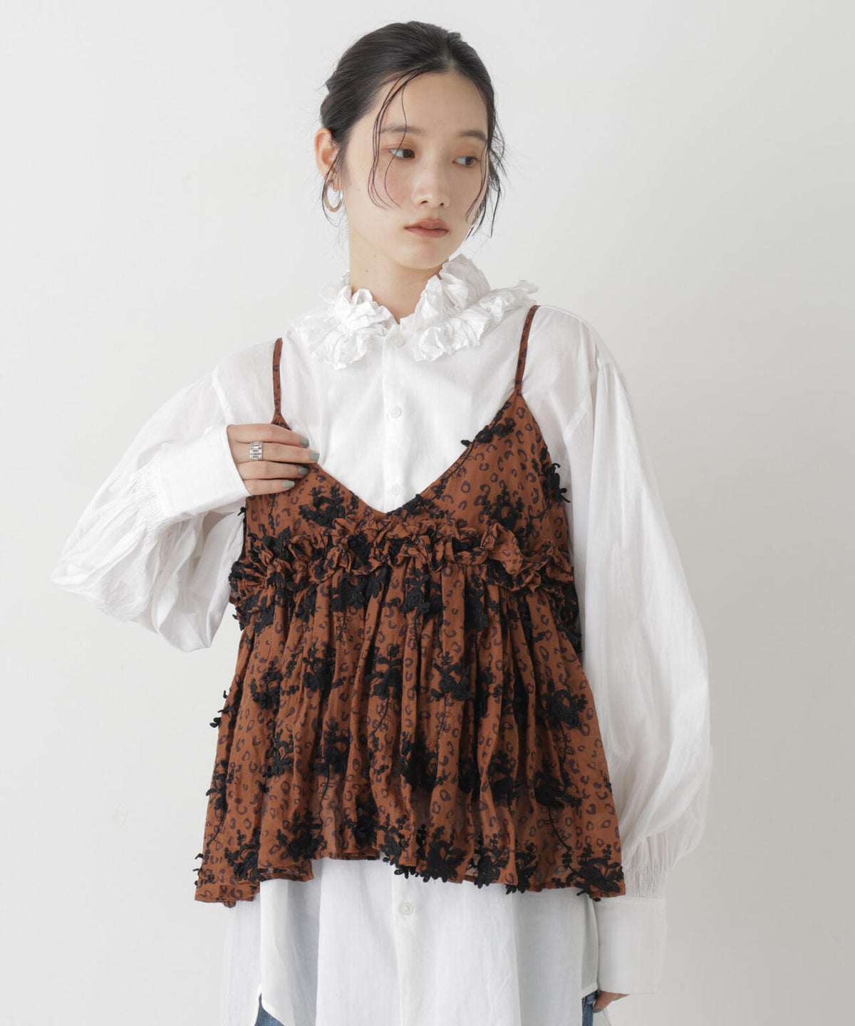 crinkle crinkle crinkle/3D embroidery leopard cami(セットアップ可) 6716221001